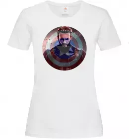 Женская футболка Капітан Америка щит Белый фото