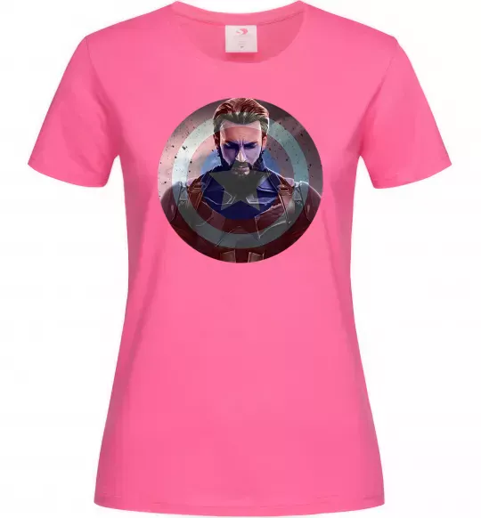Жіноча футболка Капітан Америка щит Яскраво-рожевий фото