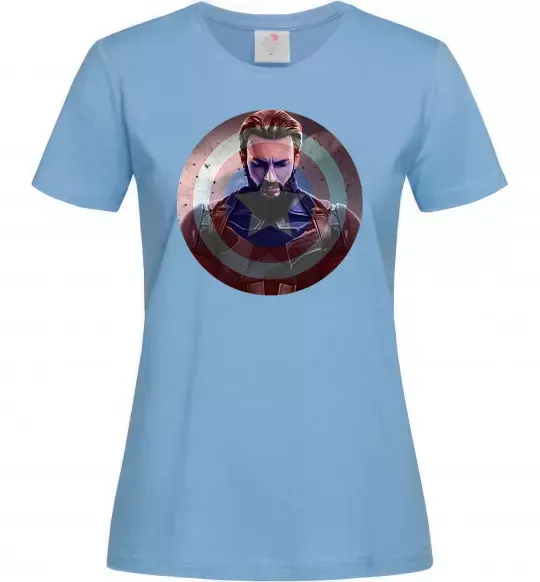 Жіноча футболка Капітан Америка щит Блакитний фото