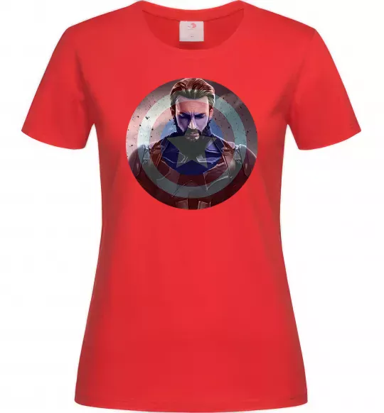 Жіноча футболка Капітан Америка щит Червоний фото