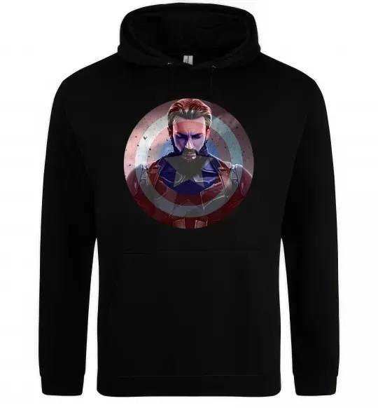 Жіноча толстовка (худі) Капітан Америка щит Чорний фото