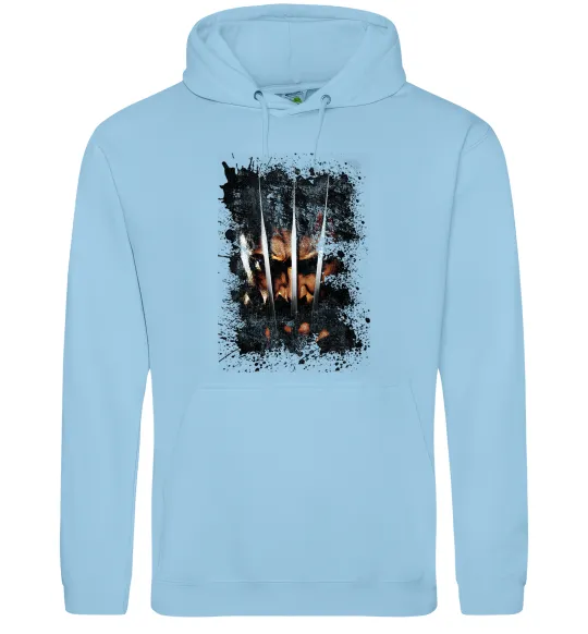 Мужская толстовка (худи) Росомаха бризки Голубой фото