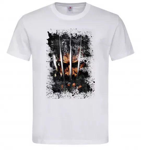Мужская футболка Росомаха бризки Белый фото