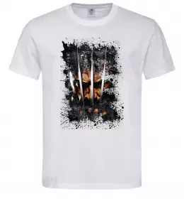 Мужская футболка Росомаха бризки Белый фото