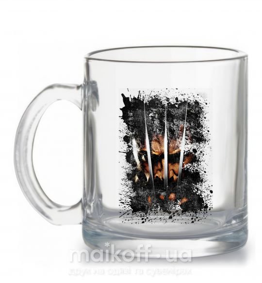 Чашка стеклянная Росомаха брызги Прозрачный фото