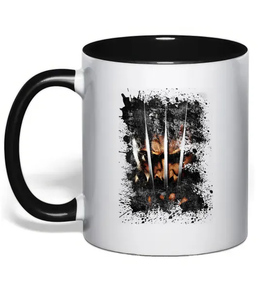 Чашка з кольоровою ручкою Росомаха бризки Чорний фото