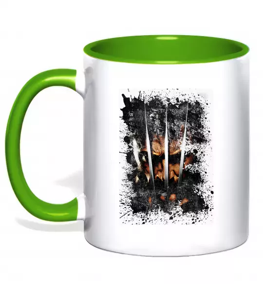 Чашка з кольоровою ручкою Росомаха бризки Зелений фото