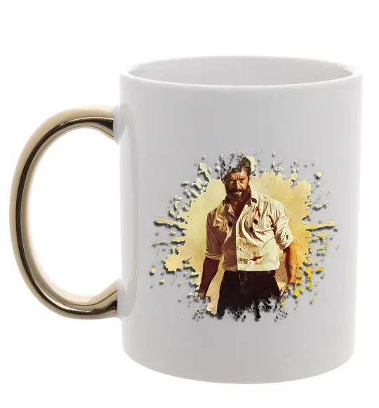 Чашка с цветной ручкой Логан Золото фото