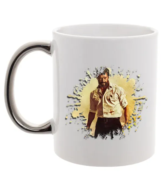 Чашка с цветной ручкой Логан Серебро фото