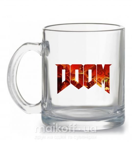 Чашка скляна DOOM logo Прозорий фото