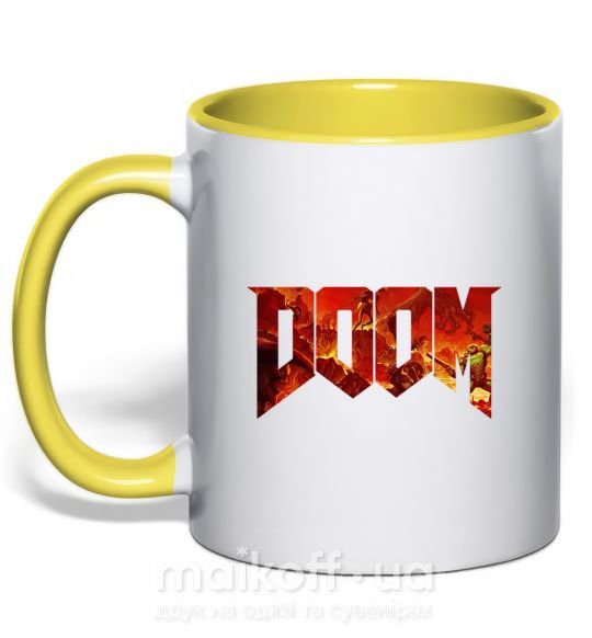 Чашка з кольоровою ручкою DOOM logo Сонячно жовтий фото