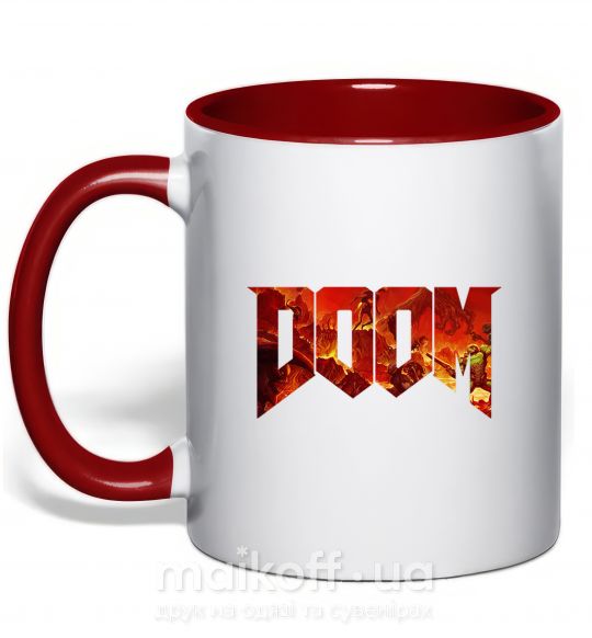 Чашка з кольоровою ручкою DOOM logo Червоний фото