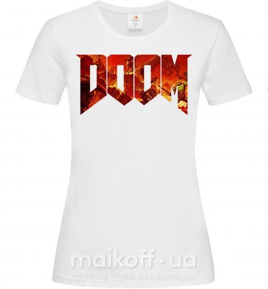 Жіноча футболка DOOM logo Білий фото