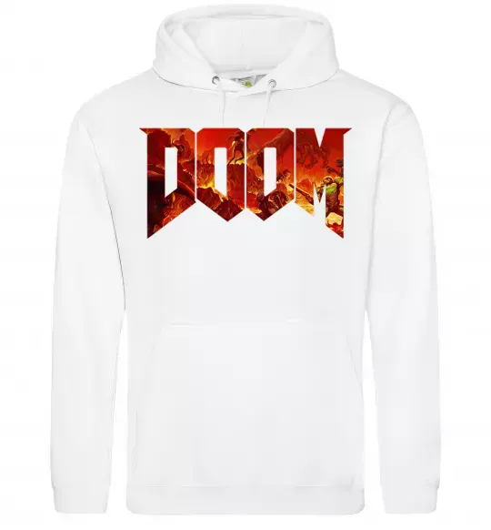 Чоловіча толстовка (худі) DOOM logo Білий фото