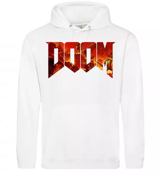 Женская толстовка (худи) DOOM logo Белый фото
