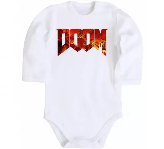 Детский боди DOOM logo Белый фото
