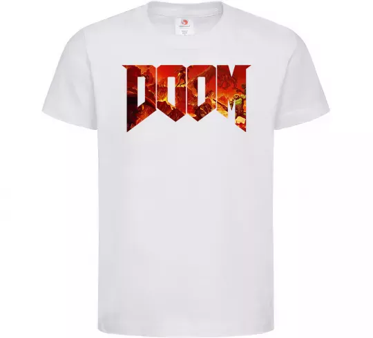 Детская футболка DOOM logo Белый фото