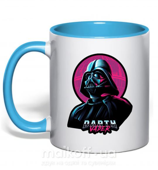 Чашка с цветной ручкой Darth Vader star Голубой фото