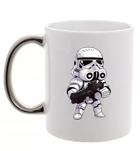 Чашка с цветной ручкой Штурмовичок Серебро фото