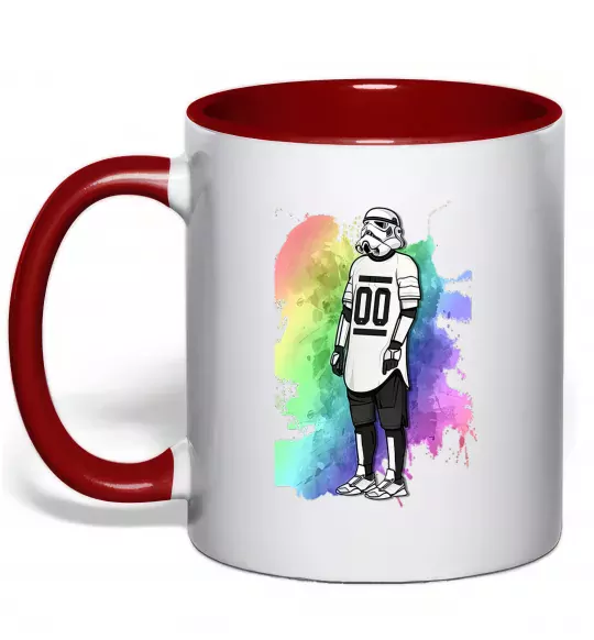 Чашка с цветной ручкой Штурмовик бризки Красный фото