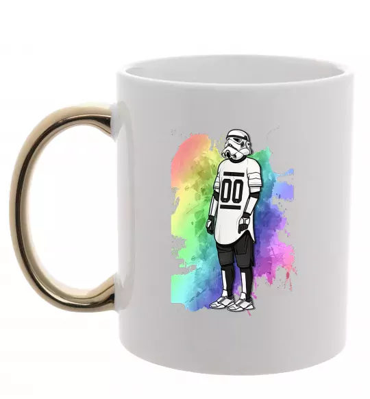 Чашка с цветной ручкой Штурмовик бризки Золото фото