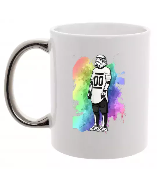 Чашка с цветной ручкой Штурмовик бризки Серебро фото