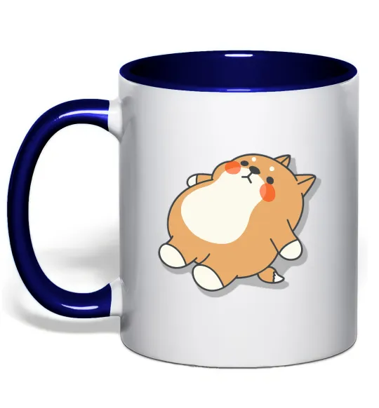 Чашка с цветной ручкой Хаскі засумував Глубокий темно-синий фото