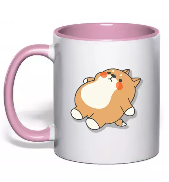 Чашка с цветной ручкой Хаскі засумував Нежно розовый фото