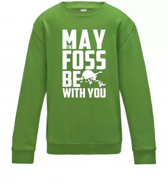 Дитячий світшот May the foss be with you Лаймовий фото