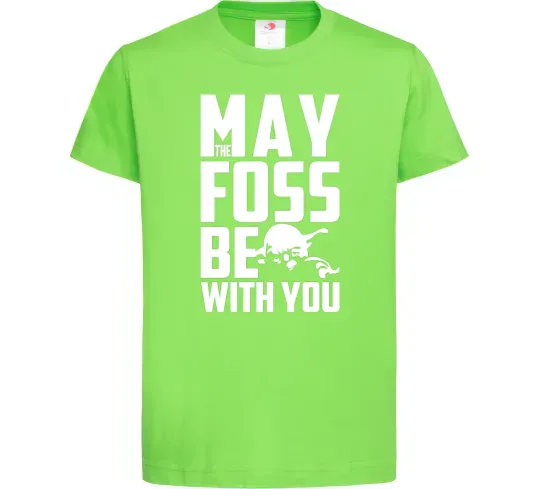Дитяча футболка May the foss be with you Лаймовий фото