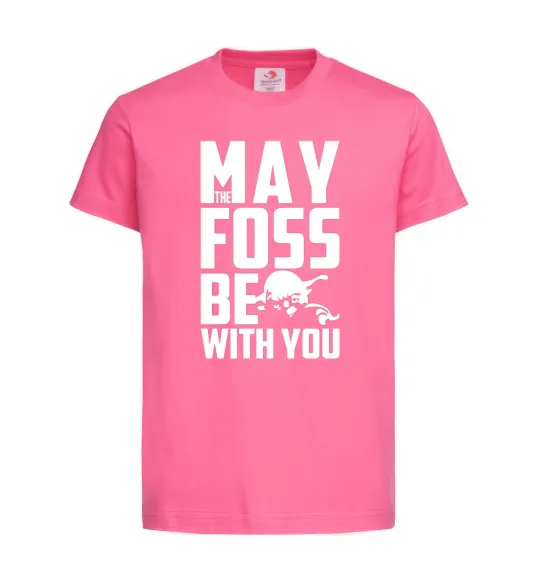 Дитяча футболка May the foss be with you Яскраво-рожевий фото