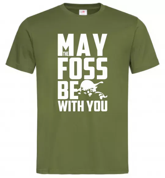 Мужская футболка May the foss be with you Оливковый фото