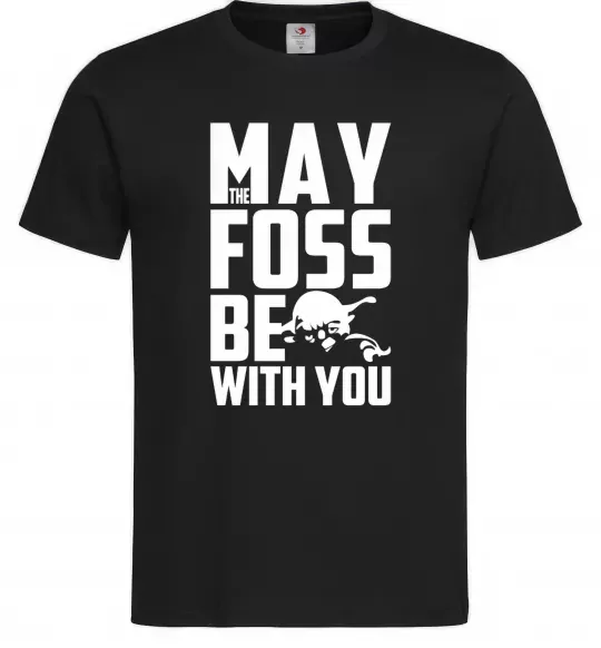 Мужская футболка May the foss be with you Черный фото