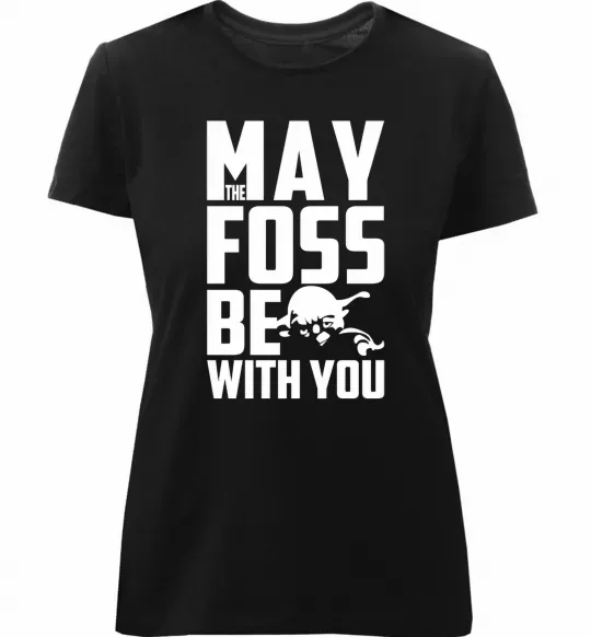 Жіноча преміум футболка May the foss be with you Чорний фото