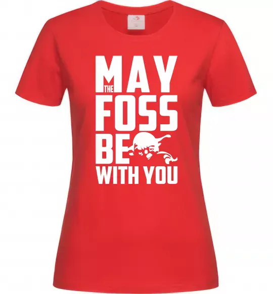 Женская футболка May the foss be with you Красный фото