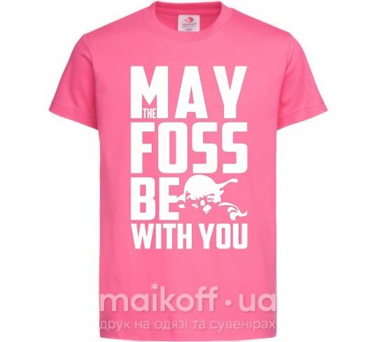Детская футболка May the foss be with you Ярко-розовый фото