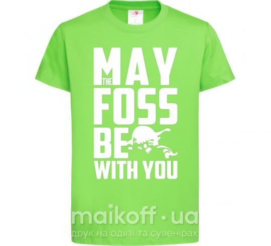 Детская футболка May the foss be with you Лаймовый фото