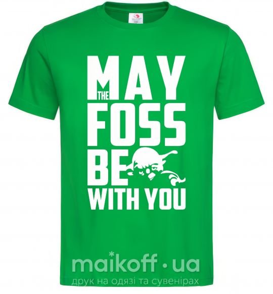 Мужская футболка May the foss be with you Зеленый фото