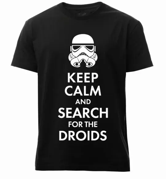 Мужская премиум футболка Keep calm and search for the droids Черный фото