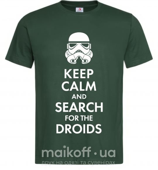Чоловіча футболка Keep calm and search for the droids Темно-зелений фото