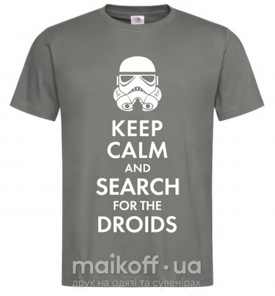 Мужская футболка Keep calm and search for the droids Графит фото