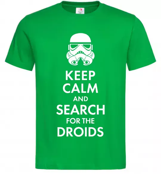 Мужская футболка Keep calm and search for the droids Зеленый фото