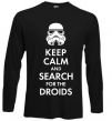 Реглан Keep calm and search for the droids Чорний фото