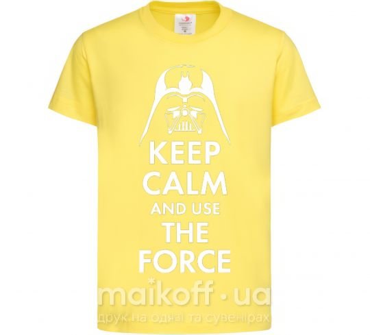 Дитяча футболка Keep calm and use the force Лимонний фото
