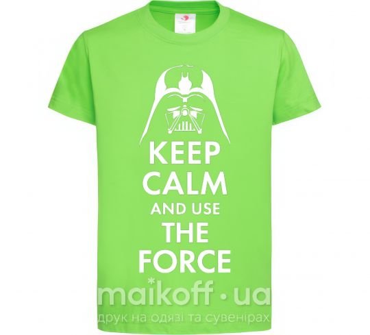Дитяча футболка Keep calm and use the force Лаймовий фото