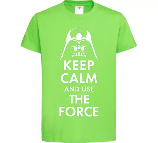 Дитяча футболка Keep calm and use the force Лаймовий фото