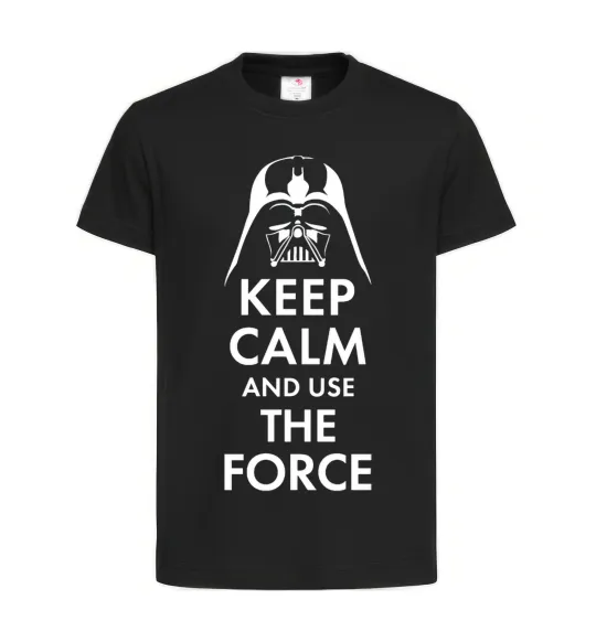 Дитяча футболка Keep calm and use the force Чорний фото