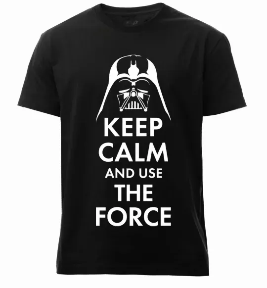 Мужская премиум футболка Keep calm and use the force Черный фото