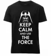 Мужская премиум футболка Keep calm and use the force Черный фото