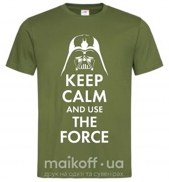 Чоловіча футболка Keep calm and use the force Оливковий фото